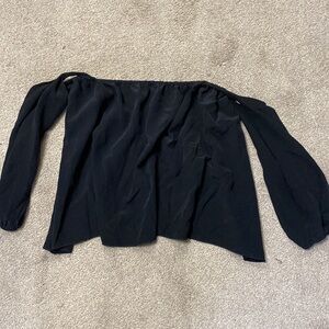 Merritt Charles Black 100% Silk Off The Shoulder Flowy Top Size M